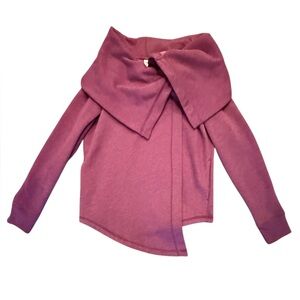 Zella Purple Drape Collar Asymmetrical Sweatshirt Jacket Size Small